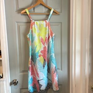 Crown & Ivy Women's XS Multicolor Abstract Adjustable Top Straps Midi Slip Dress